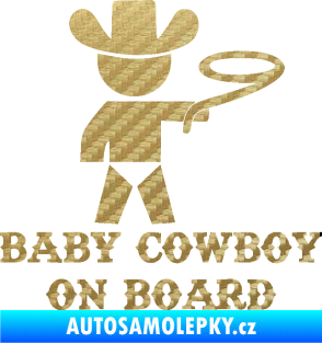 Samolepka Baby cowboy on board pravá 3D karbon zlatý