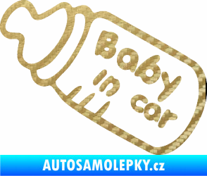 Samolepka Baby in car 001 lahvička na mlíčko 3D karbon zlatý