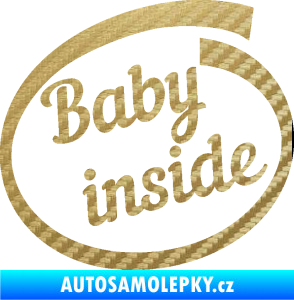 Samolepka Baby inside dítě v autě nápis 3D karbon zlatý