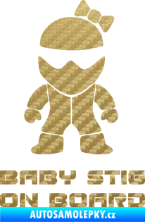 Samolepka Baby stig on board girl 3D karbon zlatý