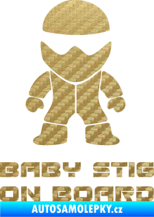 Samolepka Baby stig on board 3D karbon zlatý