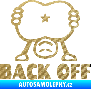 Samolepka Back off panáček 3D karbon zlatý