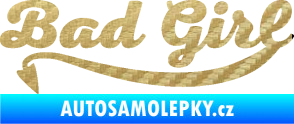 Samolepka Bad Girl nápis s čertím ocasem 3D karbon zlatý