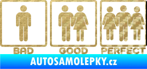 Samolepka Bad good perfect 002 nápis 3D karbon zlatý