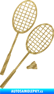 Samolepka Badminton rakety pravá 3D karbon zlatý