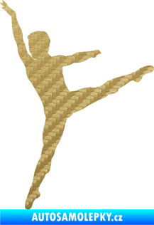 Samolepka Balet tanečník 001 levá 3D karbon zlatý