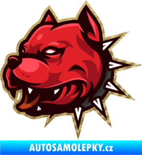 Samolepka Barevný pes 004 s konturou levá 3D karbon zlatý