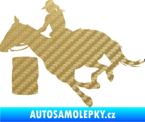 Samolepka Barrel racing 001 levá cowgirl rodeo 3D karbon zlatý
