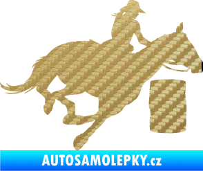 Samolepka Barrel racing 001 pravá cowgirl rodeo 3D karbon zlatý