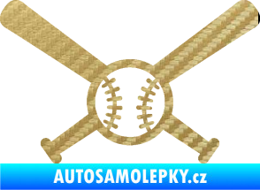 Samolepka Baseball míček a pálky 3D karbon zlatý