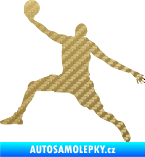 Samolepka Basketbal 002 levá 3D karbon zlatý