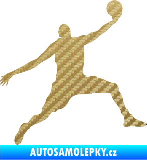 Samolepka Basketbal 002 pravá 3D karbon zlatý