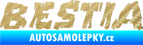 Samolepka Bestia 3D karbon zlatý