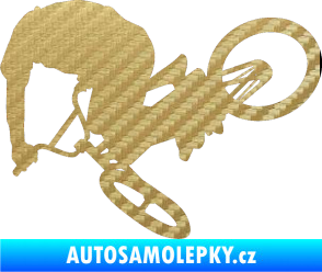 Samolepka Biker 001 levá 3D karbon zlatý