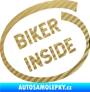 Samolepka Biker inside 005 nápis 3D karbon zlatý