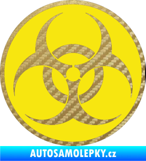 Samolepka Biohazard barevný  3D karbon zlatý