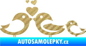 Samolepka Bird family 001 rodina v autě 3D karbon zlatý