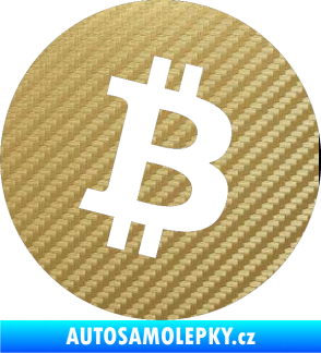 Samolepka Bitcoin 001 3D karbon zlatý