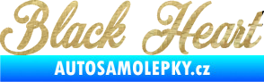 Samolepka Black Heart nápis 3D karbon zlatý