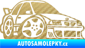 Samolepka BMW e30 karikatura pravá 3D karbon zlatý