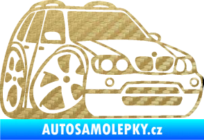 Samolepka BMW X5 karikatura pravá 3D karbon zlatý