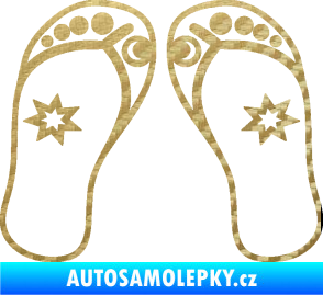 Samolepka Botičky 001 plážové žabky 3D karbon zlatý