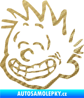 Samolepka Boy s úsměvem levá 3D karbon zlatý