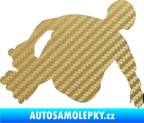 Samolepka Bruslař 001 levá 3D karbon zlatý