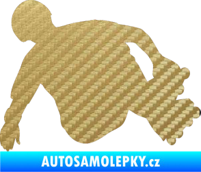 Samolepka Bruslař 001 pravá 3D karbon zlatý
