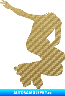 Samolepka Bruslař 003 pravá 3D karbon zlatý