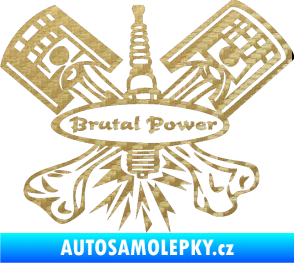 Samolepka Brutal power 3D karbon zlatý