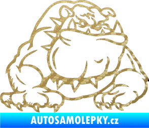 Samolepka Buldog 001 pravá pes 3D karbon zlatý