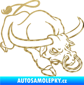 Samolepka Býk 014 pravá rozzuřený 3D karbon zlatý