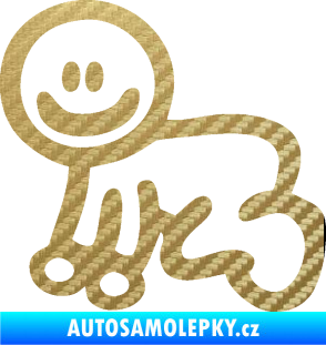 Samolepka Cartoon family mimi chlapeček 3D karbon zlatý