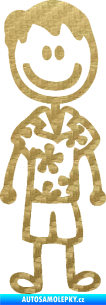 Samolepka Cartoon family táta Hawaii 3D karbon zlatý