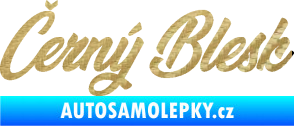 Samolepka Černý blesk nápis 3D karbon zlatý