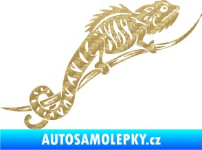 Samolepka Chameleon 003 pravá 3D karbon zlatý