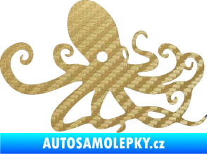 Samolepka Chobotnice 001 pravá 3D karbon zlatý