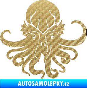 Samolepka Chobotnice 002 pravá 3D karbon zlatý