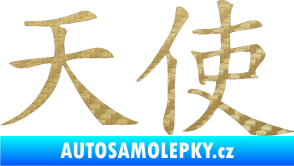 Samolepka Čínský znak Angel 3D karbon zlatý