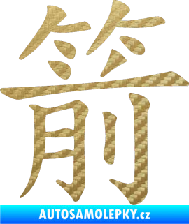 Samolepka Čínský znak Arrow 3D karbon zlatý