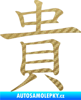 Samolepka Čínský znak Expensive 3D karbon zlatý