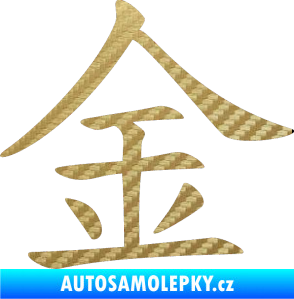 Samolepka Čínský znak Gold 3D karbon zlatý