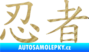 Samolepka Čínský znak Ninja 3D karbon zlatý
