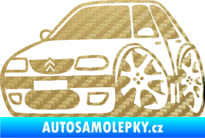 Samolepka Citroen saxo karikatura levá 3D karbon zlatý