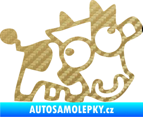 Samolepka Crazy cow pravá 3D karbon zlatý