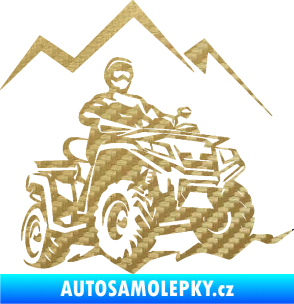 Samolepka Čtyřkolka 007 pravá 3D karbon zlatý