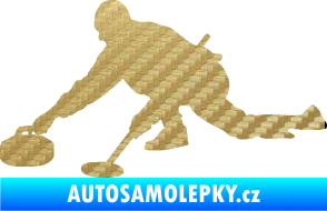 Samolepka Curling 003 levá 3D karbon zlatý