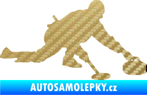 Samolepka Curling 003 pravá 3D karbon zlatý