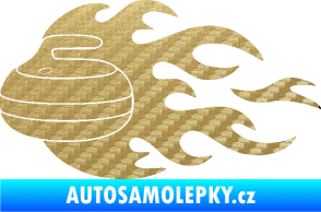 Samolepka Curling 005 levá kámen 3D karbon zlatý